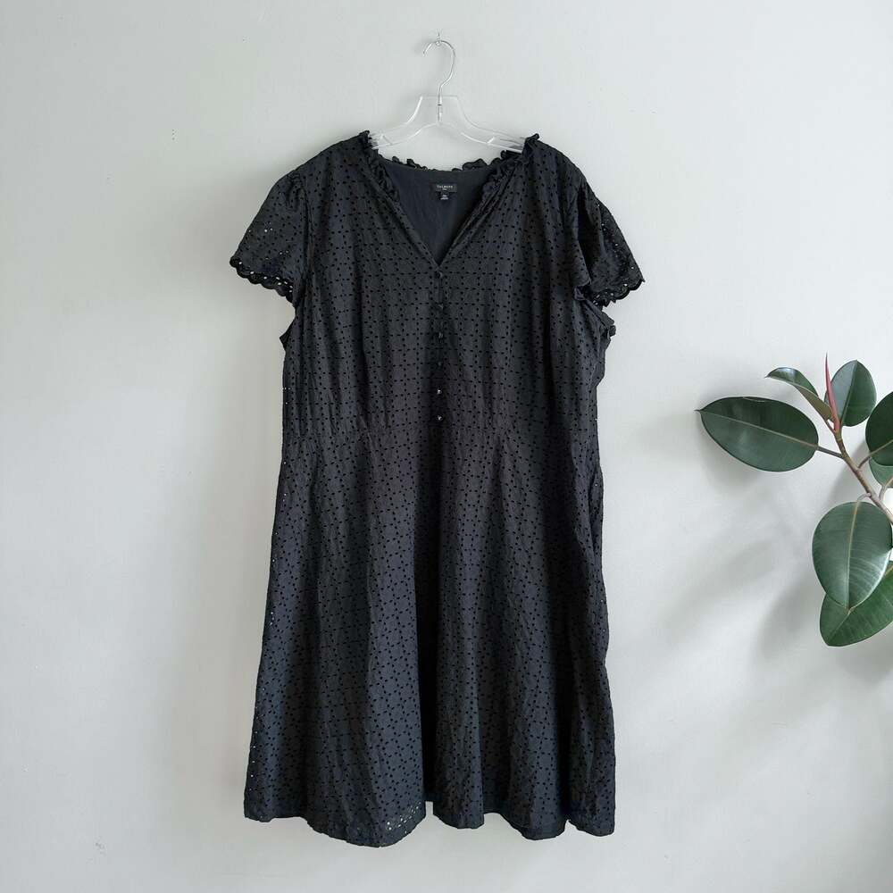 Talbots Plus Size Black Eyelet Cotton Dress